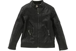 YoungSoul Veste en Simili Cuir garçon Filles - Manches Longues - Blouson Style Motard matelassé - Manteau Printemps Automne pour Enfant