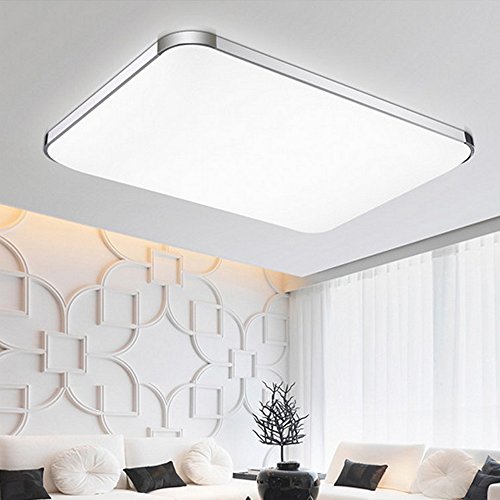 YESDA Ultra delgado LED Moderno Lámpara De Techo Lámpara De Techo Pasillo Salón Cocina Dormitorio De La Lámpara Ahorro De Energía De Luz De Plata (64W Blanco Frío)