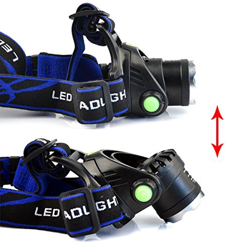 LED Stirnlampe, LED Kopflampe Stirnlicht zoombar wiederaufladbar mit Akkus, 3 Lichtarten einstellbar - 7