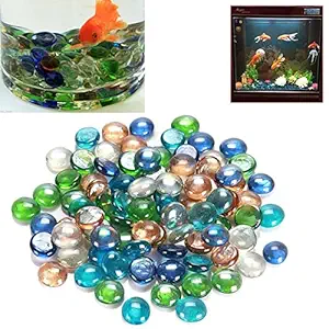 PetzLifeworld Aquarium Bowl/Flower Vase Mixed Colour Glass Flat Pebbles (250g)