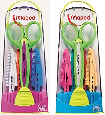 Maped - Coffret Ciseaux Cranteurs pour Découpe Créative - Paire de Ciseaux + 5 Lames Interchangeables - Loisirs Créatifs Enfant - À partir de 3 ans