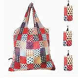 Lot de 3 sacs de courses réutilisables pour femme pliables et lavables, Country Red, L