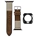 Produktbild Qianyou Apple Watch Armband mit Hülle,38mm Sport Nylon Leder Armband Vintage Echtleder Uhrenarmband mit Silikon Case für Apple Watch Series 1, Series 2,Series 3,Sport,Edition,Nike+,Braun-Beige