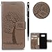 Produktbild Galaxy S7 Handyhülle,Galaxy S7 Hülle,WIWJ Flip Wallet Schutzhülle Magnetic Case Hülle[Gedrucktes Muster Baum und Eule Handyhülle] Kreative Muster Design Bookstyle Tasche Hülle-Grau