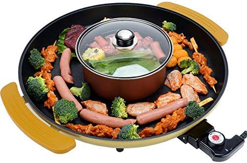 G&amp;Z Portable Electric Barbecue Grill and Hot Pot Circular Multifunctional Smoke-free Baking Pan Adjustable Temperature