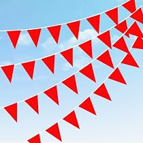 Festone Bandierine Triangolari 5 Metri Rosso E Verde - 12 Bandiere In Poliestere Per Decorazioni