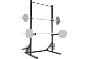 ISE Cage Squat Musculation, Support Barre Musculation Squat Cage, Rack de Squat, Pull Up Rack avec Barre de Traction Stable&Solide, Rack Musculation 23 Positions Réglable, Power Rack Home Gym Noir
