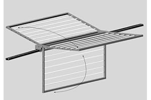 Flo.mar Stendibiancheria da balcone ribaltabile, stendibiancheria da esterno, stendino da parete, stendibiancheria a scomparsa D. 150x70x3 cm Grigio