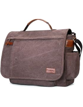 Umhängetasche, Gracosy Unisex Laptoptasche 15,6 Zoll Vintage Canvas Messenger Bag Schultertasche Herren für Arbeit...