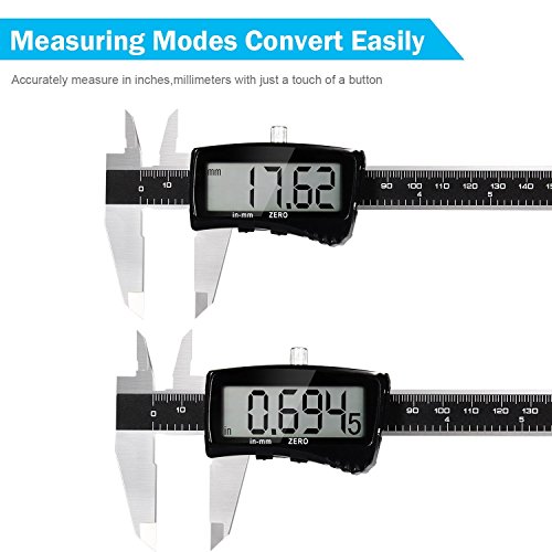 Dr.meter Dr-150 digitaler Messschieber mit groß LCD Bildschirm für Abständen und Durchmesser, 0-6 inch/150mm Edelstahl Elektronische Digital Noniusschieber Mikrometer ,nichtrostend steif Körper,Schwarz - 3