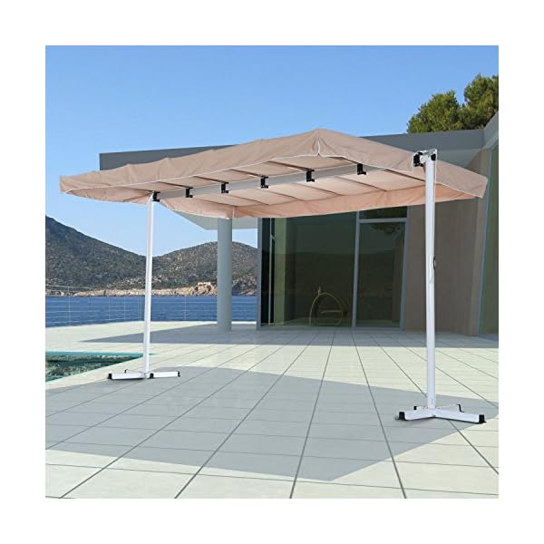 Outsunny Standing Awning Garden Outdoor Manual Canopy Sun Shade Wedding Event Shelter UV Blocker Aluminium Frame