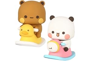HQRKOTM Lot de 2 statuettes pivotantes Bubu Dudu, gadgets Bubu Dudu, statue de panda de dessin animé, décoration pour voiture, bureau, chambre d'enfant