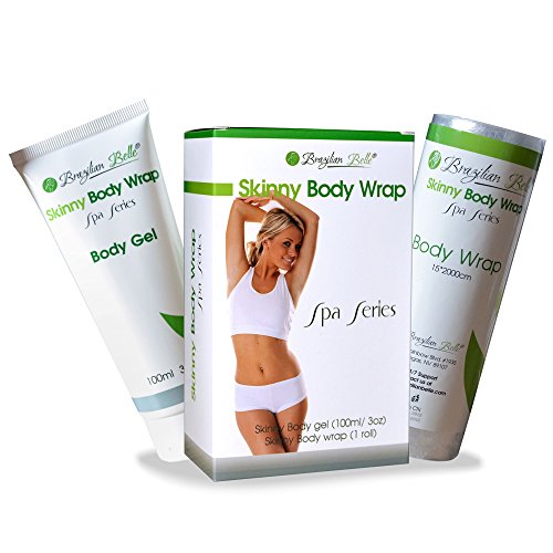 Brazilian Skinny Body Wrap Kit - Lose Belly Fat Fast, Reduce Cellulite, Eczema & Stretchmarks. No-Mess Formula for Stomach, Arms, & Thighs. 15 Day Supply (Slimming Cream + Belly Band) + Free Diet Plan
