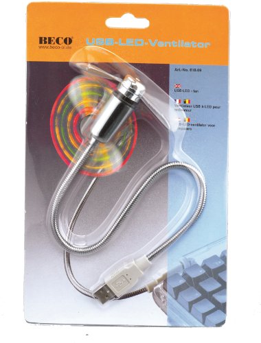 BECO USB-LED-Ventilator 5 LEDs mit farbigem Matrix-Effekt geringer Energiebedarf leiser Elektromotor weiche Flügel flexibel einstellbarer Schwanenhals kompatibel für PCs Notebooks und PDAs für alle USB-Steckdosen - 3