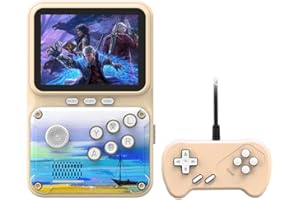 CZT 3.0 inch colorful double game console retro handheld 500-in-1 nostalgic video game can be connected to TV multi-language rechargeable lithium battery children's student gift (Almond)