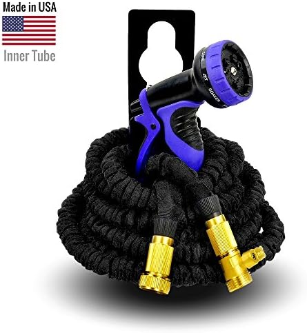 WORLD’S STRONGEST Expandable Garden Hose with MADE IN USA inner tube material & NEW DOUBLE M EXTERIOR FABRIC, Garden Hose Expanding Hose Flexible Hose Expandable Hose (25 ft, Black)