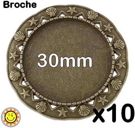 10 Brooch Supports Fantasy Bronze For Cabochon 30 mm