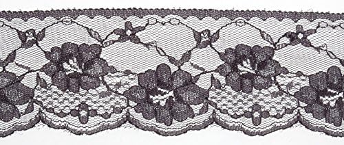 70mm Essential Trimmings Delicate Nylon Lace Trimming Dark Grey - per metre