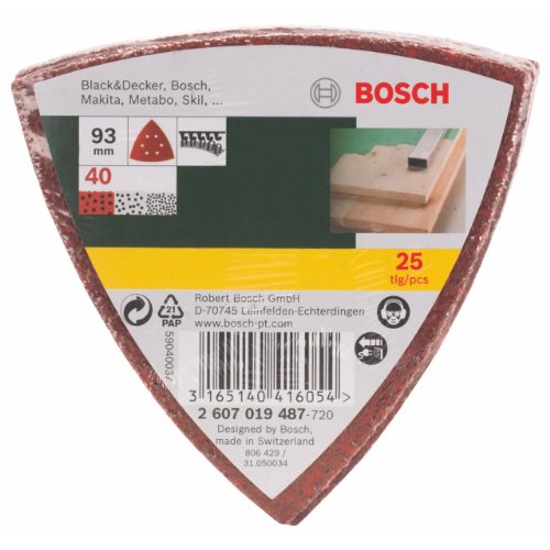 Bosch DIY 25tlg. Schleifblatt-Set verschiedene Materialien für Deltaschleifer (Körnung 40, 6 Löcher) - 2