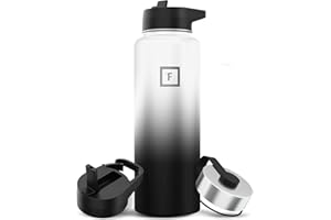 IRON °FLASK Sports Water Bottle – 1180 ml, 3 Lids (Straw Lid), Vacuum-Insulated Stainless Steel, Double-Walled Thermal Mug, Metal Canteen