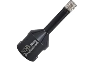 NBB Scie cloche diamant brasé sous vide avec M14, pour le forage à sec ou humide de manière professionnelle sur porcelaine dure, céramique, carrelage, granit, pour meuleuse d'angle (Dia.8mm)
