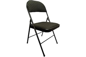 META FURNITURE Meta Steel Frame with Fabric Seat Padded Office Work Study Party Dining Folding Chair 40X46X78 CM (Black, 1)