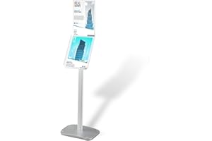 Thyle Advertising Brochure Stand Displays 8.5x11 Inch Paper Area Landscape Free Standing Literature Document Brochure Holder Silver Anodized Aluminum Body and Acrylic Shelf