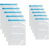 QH7 Sacchi Sottovuoto di Rotolo a Mano, 10 Pz (5 * 60 x 40 cm) (5 * 50 x 35 cm) Sacchetti Buste Sottovuoto Salvaspazio， Buste