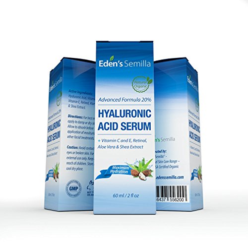Hyaluronsäure Serum 60ml – Die beste Anti-Aging Feuchtigkeitspflege. Strafft und glättet feine Linien und Fältchen. Enthält Vitamin C, Retinol, Vitamin E. Antioxidative Wirkung. Regt die Bildung von Kollagen an. Für eine sanfte, strahlende und gesunde Haut. Kindersichere Verschlusskappe - 3