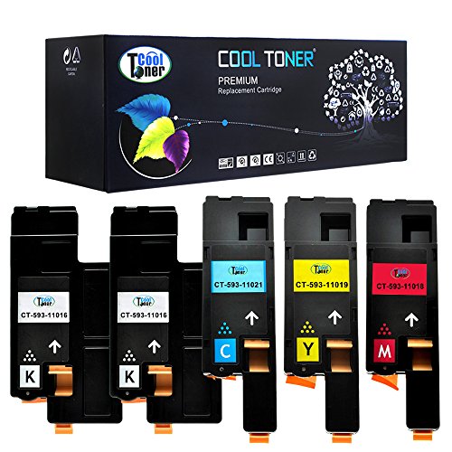 Cool Toner 5-Packung kompatibel Toner fuer Dell 1250 1250C 1350CNW 1355CN 1355CNW, C1760NW C1765NF C1765NFW, kompatibel 593-11016 593-11021 593-11018 593-11019