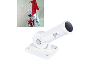 BRRNOO Canyita Metal Flag Pole Holder, Multi-Position White Windsock Base, Wall Mount Adjustable Flag Bracket with Screws