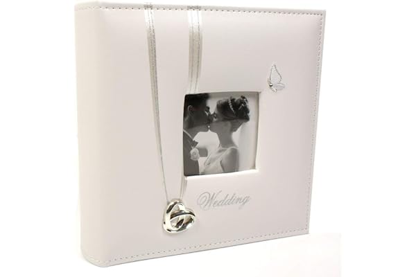 Album photo alliances et papillons - Cadeau de mariage, Blanc