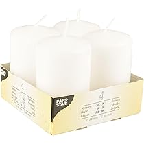 Lot De 4 Bougies Piliers Blanches Bispol - Diam 4,8 Cm, Hauteurs 7/9/11/13 Cm, 33h De Combustion, Parfaites Pour Avent Et Déco Noël