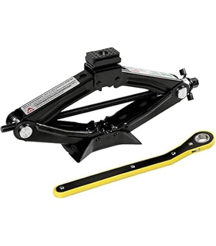 Cric De Voiture 1 Tonne - Hauteur De Levage 26 Cm, Base Stable 19x9.7 Cm, Poignée Antidérapante, Acier Galvanisé