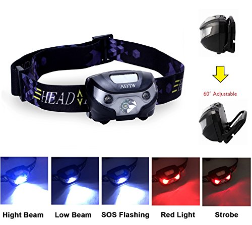 LED Stirnlampe / Kopflampe, Stirnlampe USB wiederaufladbar, 5 Lichtmodi / inklusive USB Kabel / LED Stirnlampen / Kopflampen, LED leichte Stirnlampe, Wiederaufladbare LED Kopflampe, Ideal für Camping / Laufen / Angeln / Gassi gehen / Jagd und Lesen / Campinglampe / Aussenleuchte / ABTW - 2