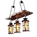 Produktbild Vinteen 3-Lights American Rural Retro Old Fashioned Kronleuchter Pendelleuchten Industrial Wind Creative Schiff Holz Bar Counter Dekoration Kaffee Restaurant Massivholz Hängeleuchten LOFT