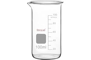 stonylab Bicchiere di Vetro, Confezione da 1, Bicchiere alto Graduato in Vetro Borosilicato con Beccuccio, Bicchiere da Laboratorio, 100 ml