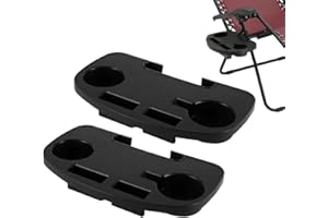FS-PINGXIANG 2 Pack Clip On Camping Chair Side Table, Zero Gravity Chair Cup Drink Holder Outdoor Garden Fishing Beach Storage Tidy with Mobile Device & Snack Slot and Carry Your iPhone/iPad for Pool, Beach