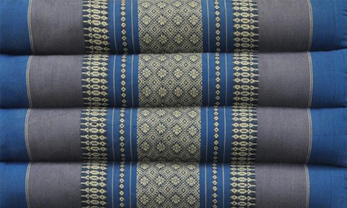 Kapok Thaikissen, Yogakissen, Massagekissen, Kopfkissen, Tantrakissen, Sitzkissen – Blau/Grau (Kissen mit drei Auflagen XXL 79x53x46 (819) - 2