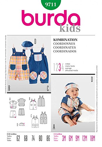 BurdaChildren's Sewing Pattern 9711 - Dungarees Sizes: 3m-18m