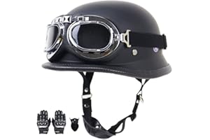 BEYSWAGE Motorrad Helm, Vintage Style Jet-Helmhalbhelm mit Schutzbrille, DOT/ECE Zertifiziert Antikollisions-Schutzhelm, Rollerhelm für Erwachsen Damen Herren, für Bike Scooter (55~64CM)