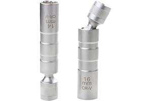 SUNBEAUTIFUL Chiave a bussola, 14 mm e 16 mm, chiave per candela di accensione, universale, flessibile, chiave magnetica per la rimozione di candele