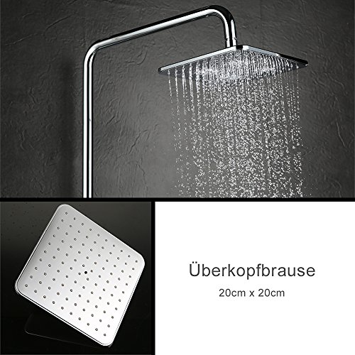 Homelody Duschsystem mit Thermostat Duscharmatur Regendusche Duschstange Brausethermostat-Duschset Duschkopf Rainshower Duschpaneel Dusche - 3
