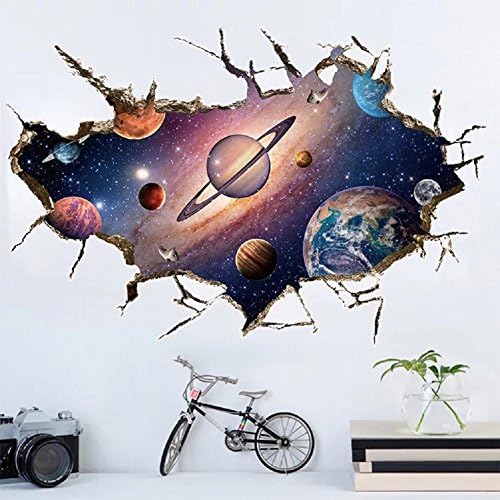 WandSticker4U®- 3D Wall Stickers Kids SOLAR SYSTEM Black I Murals: 60x90 cm I Wall Decals Kids Space Universe Galaxy Planet I Home Art Decor for Bedrooms Boys Nursery Children's Room Large