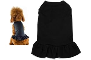 WPCASE Abito per Cani Vestiti per Cani Femmine Estate Vestitini per Cani Taglia Piccola Abito da Sposa Dolce Cucciolo Vestito da Cane per L'Estate Black,XL