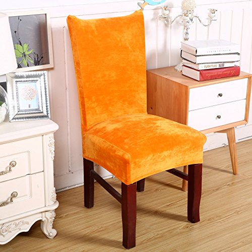 zhihong Universal Stretch Fox Flor Stoff Stuhl Bezüge abnehmbar waschbar Zeremonie Hotel Esszimmer Küche Bar Esstisch Sitzbezug Restaurant Hochzeit Teil Decor Orange - 3