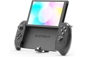 ElecGear Extended Grip Controller for Switch and OLED, Handheld Grip Controller with Left Right Joy Con Split Pad, Dual Motor and Motion Sensor, Turbo and Custom Button and Game Card Storage