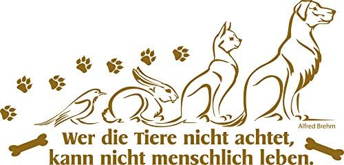 Wall Sticker Animals Dog for Living Room [German Language 'Wer die Tiere Not Pay, Metal, 092 Copper, 119 x 57 cm