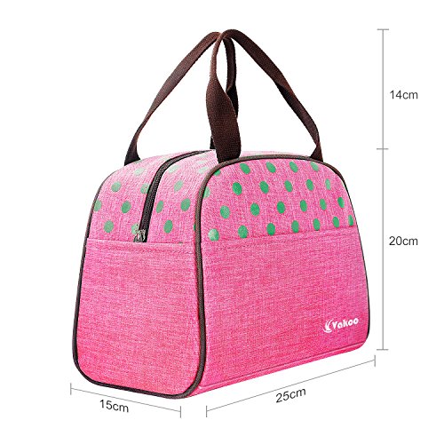 Vakoo Lunch Bag Lunchbox Tasche Cool Kühltasche Picknicktasche Isoliert Thermotasche für Camping, Picknick (Rosa) - 8
