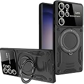 Coverzone Samsung Galaxy S25 Ultra ile uyumlu Kılıf Joy Joy Stand Olabilen Lens Korumalı 360&deg; Derece D&ouml;nen Halak Y&uuml;z&uuml;k Aparat